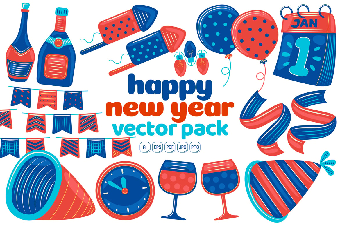 Happy New Year Vector Super Pack #01