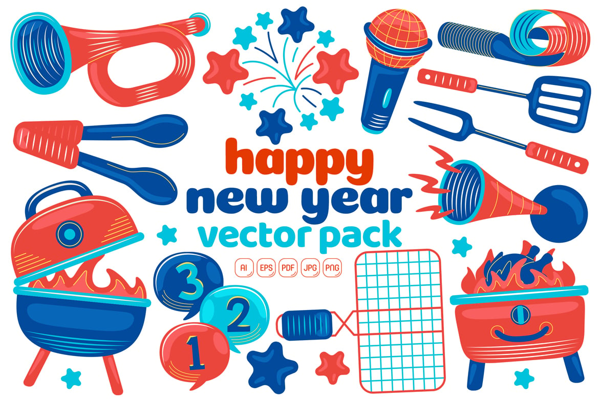 Happy New Year Vector Super Pack #02