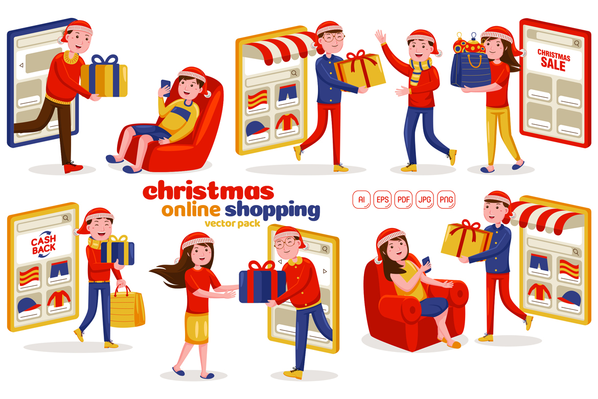 Christmas Online Shopping Vector Pack