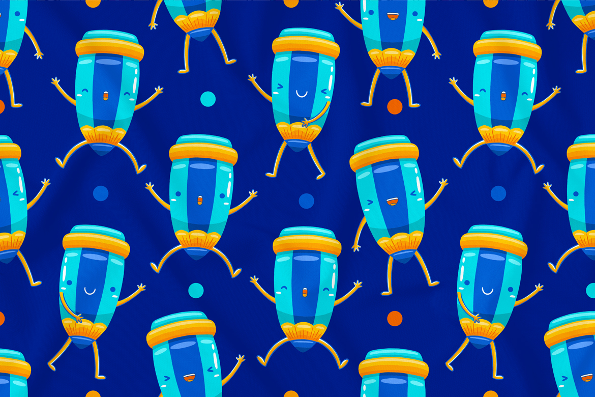 Pencil Mascot Seamless Pattern