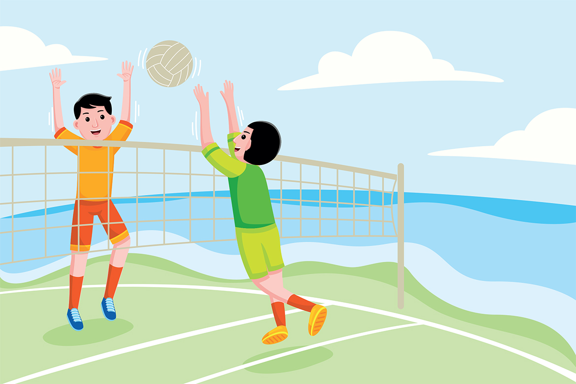 Beach Volleyball Vector Illustration