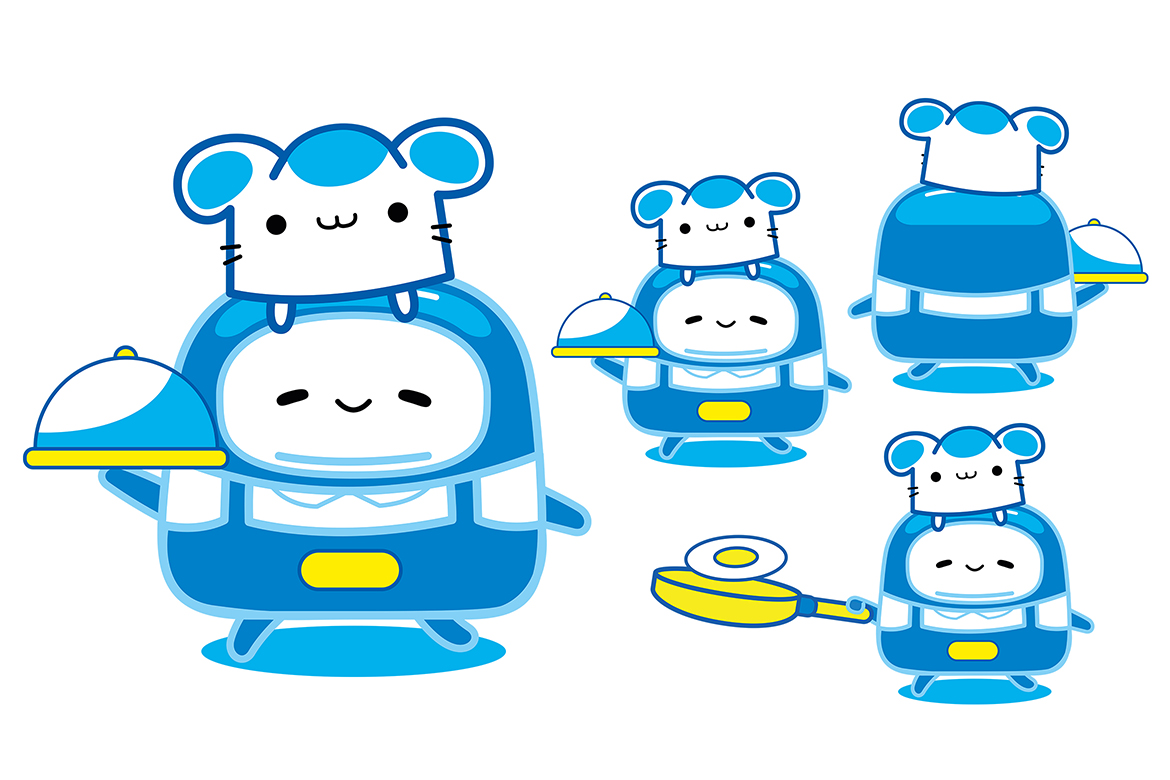 Blue Mascot Character (Chef) Vector Illustration