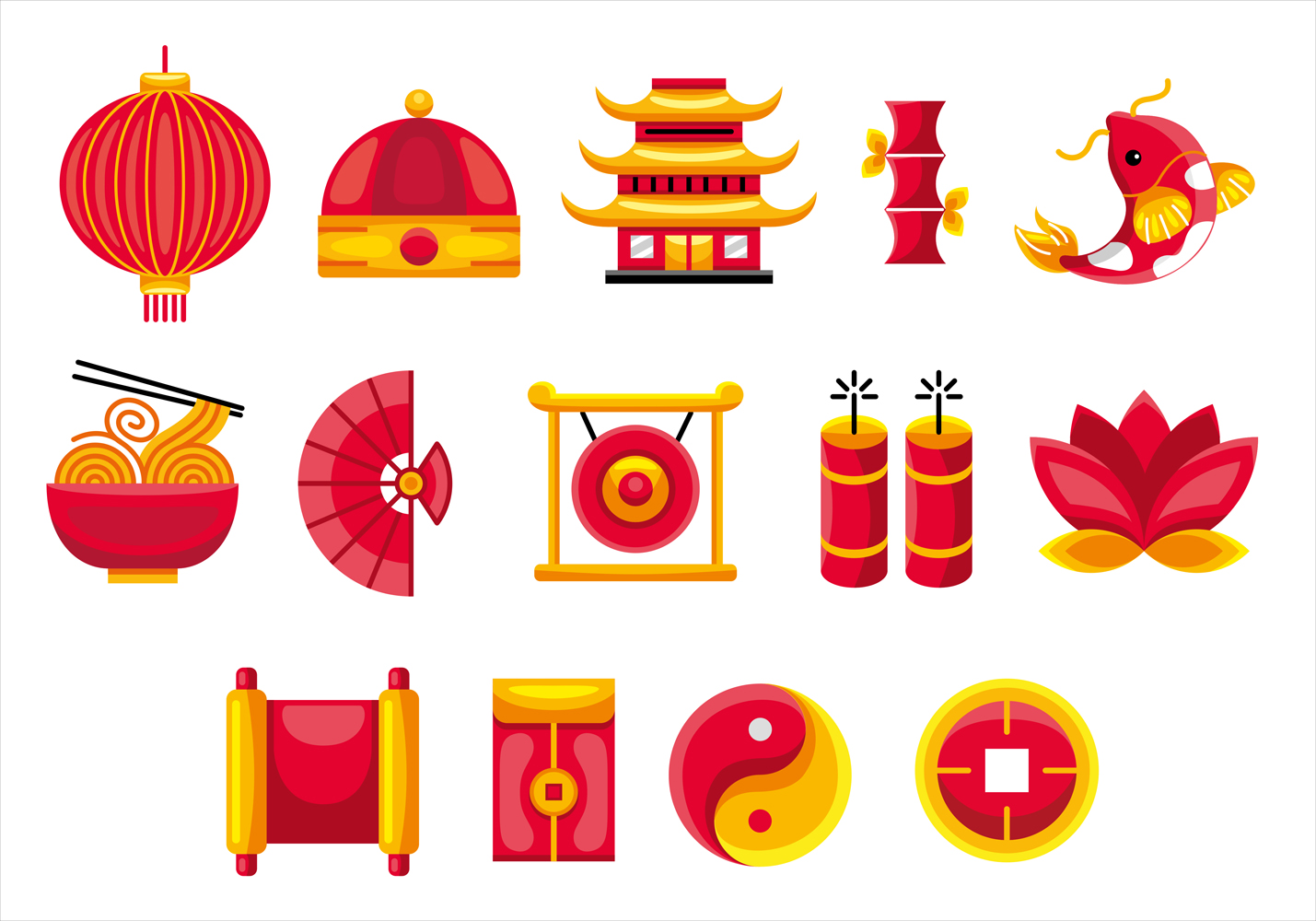 Chinese Graphic Elements (Flat Shadow)