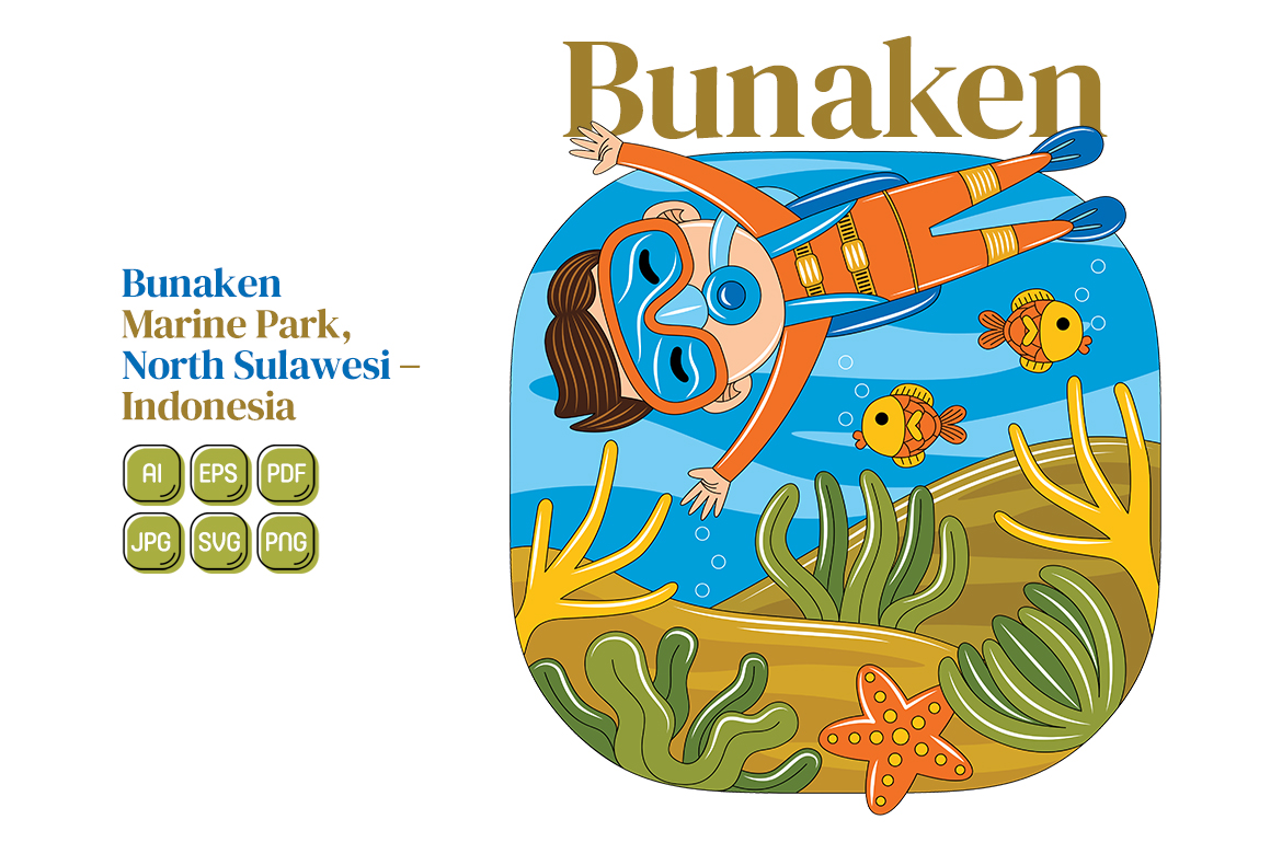 Bunaken Marine Park Vector Illustration