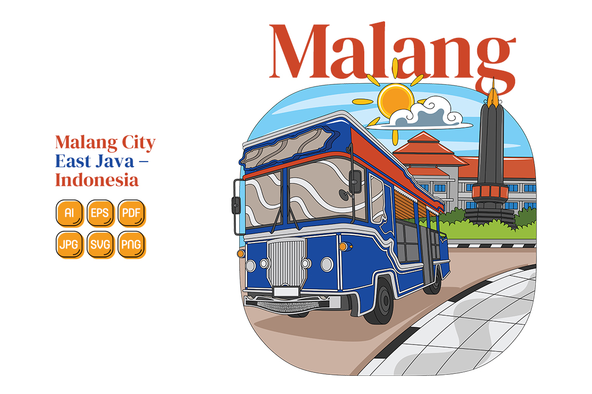 Malang City Vector Illustration