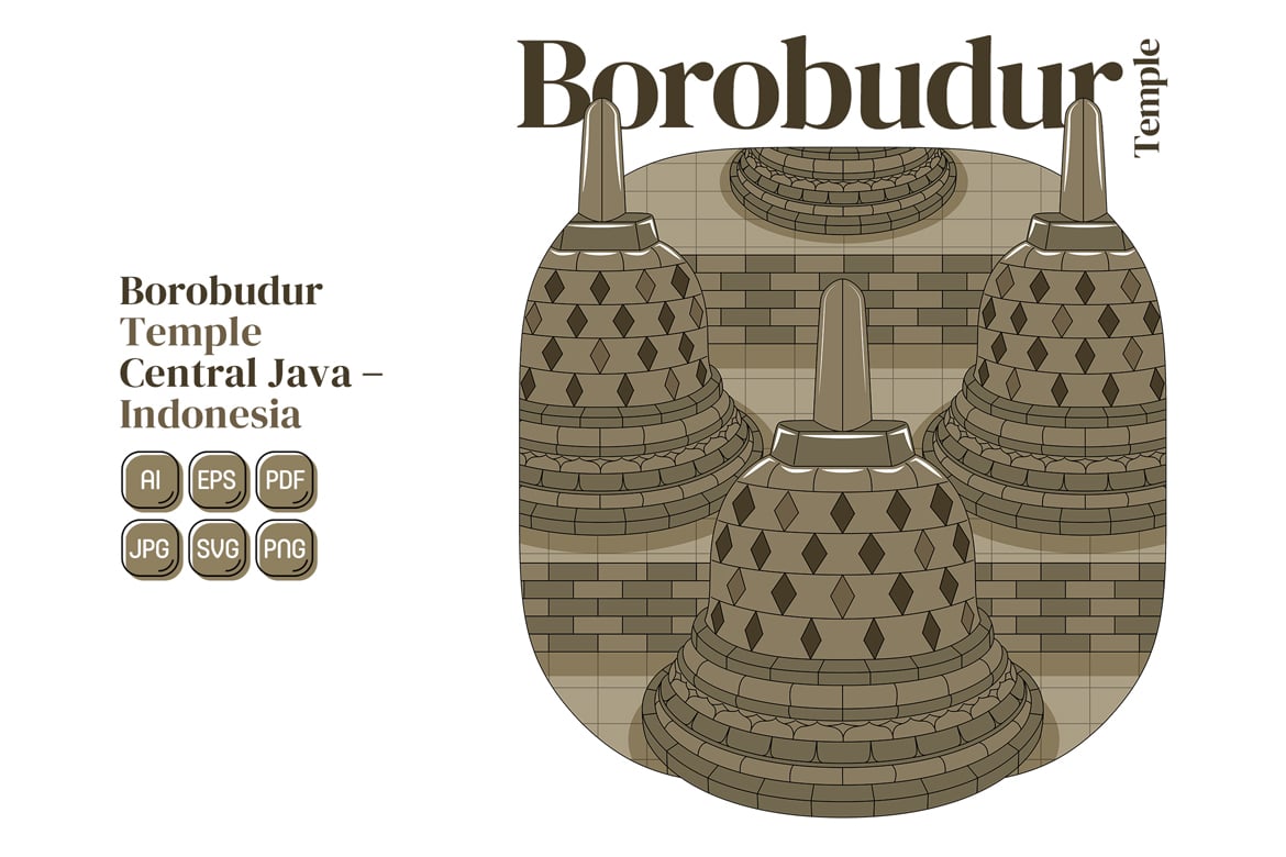 Borobudur Temple Vector Illustration