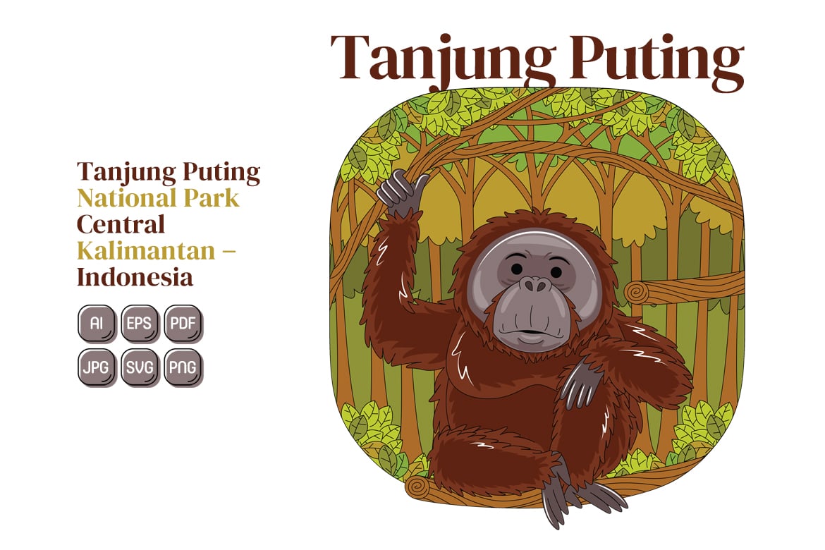 Tanjung Puting National Park Vector Illustration