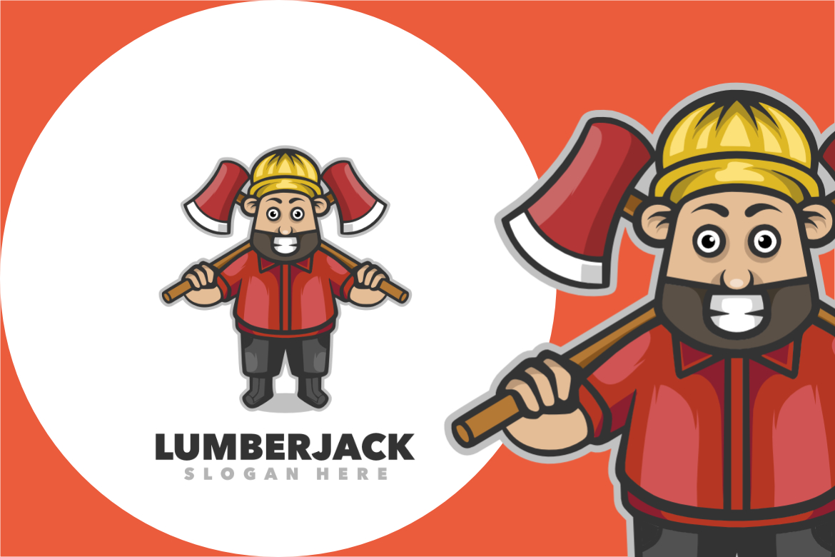 Lumberjack Logo Cute Mascot Illustration