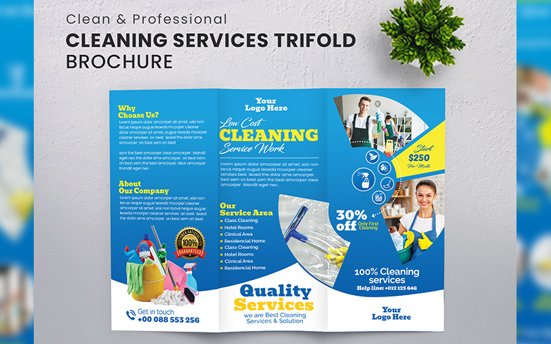 Cleaning & Disinfection Services trifold brochure Templates
