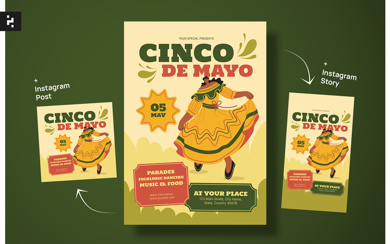 Cinco De Mayo Flyer Set Templates