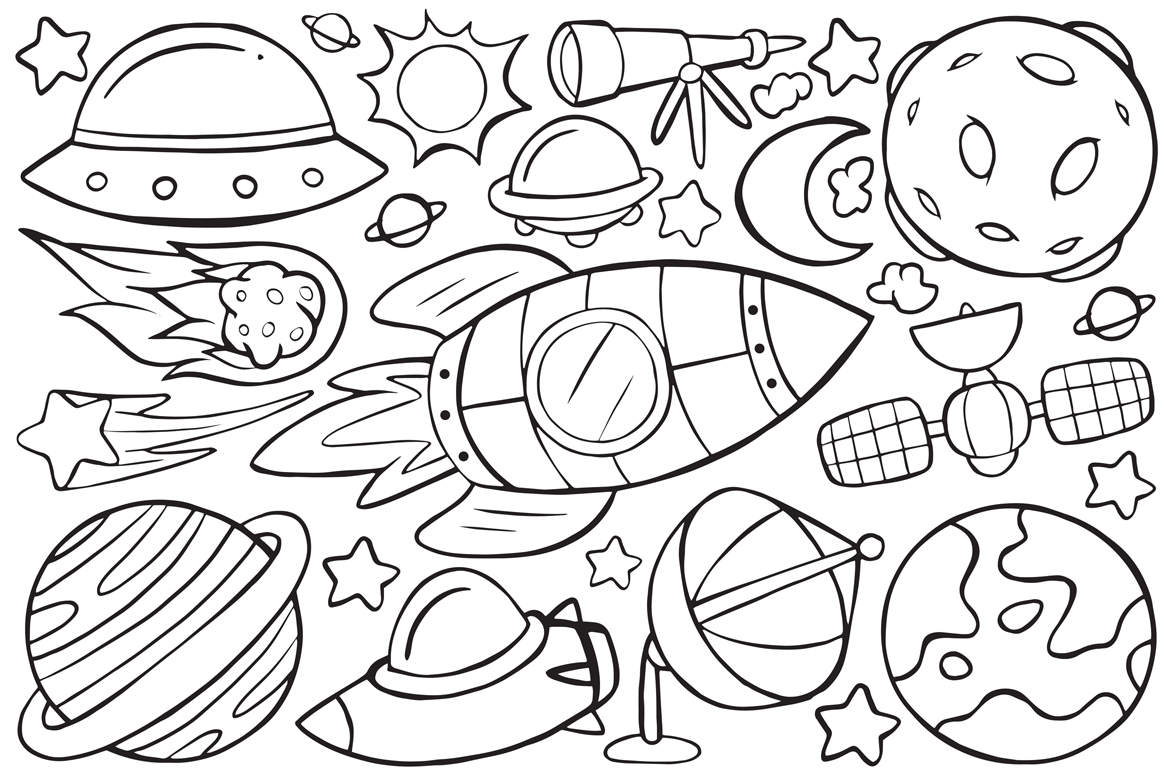 Space Doodle Vector Line Art #01