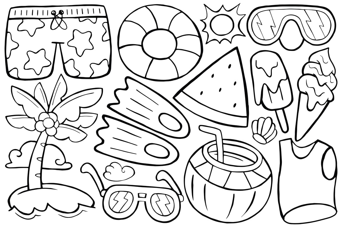 Summer Doodle Vector Line Art #01