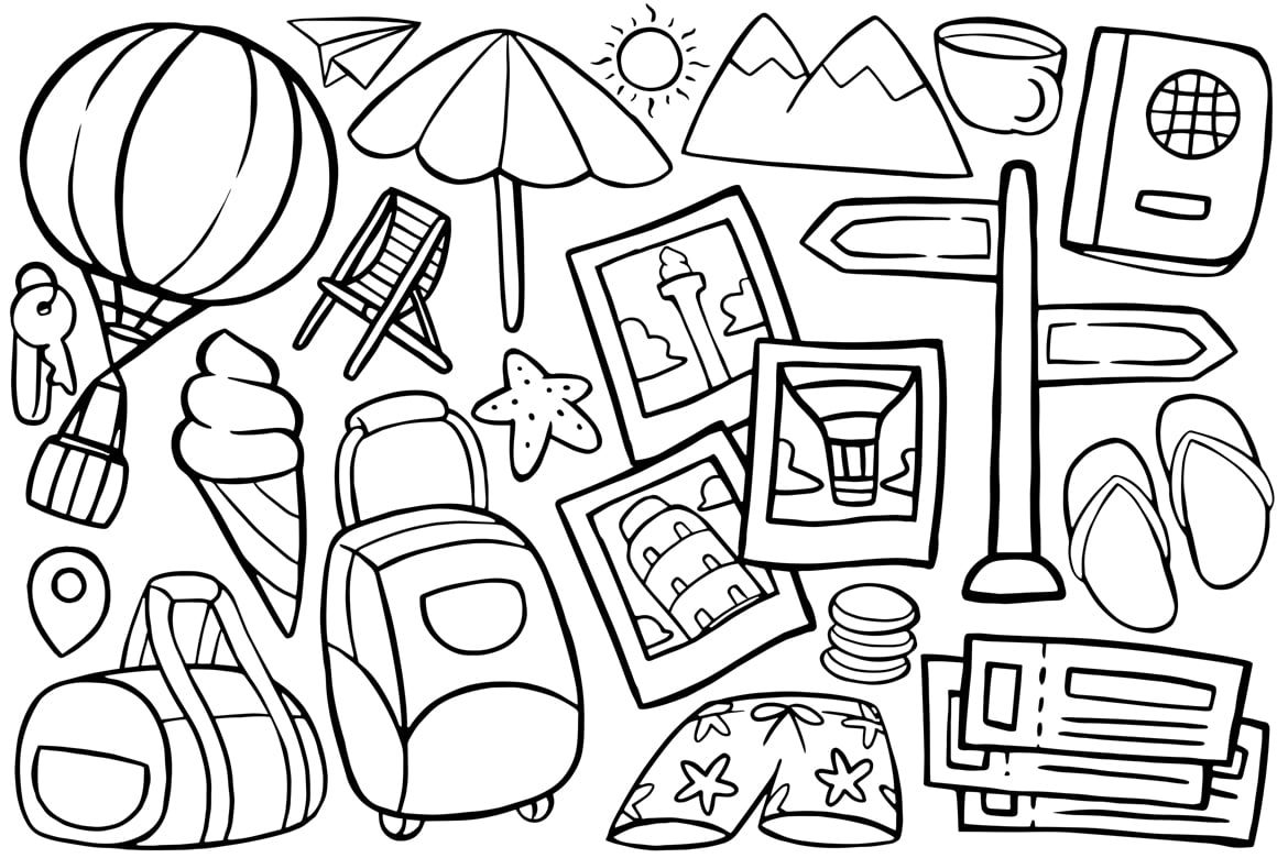 Travel Doodle Vector Line Art #02