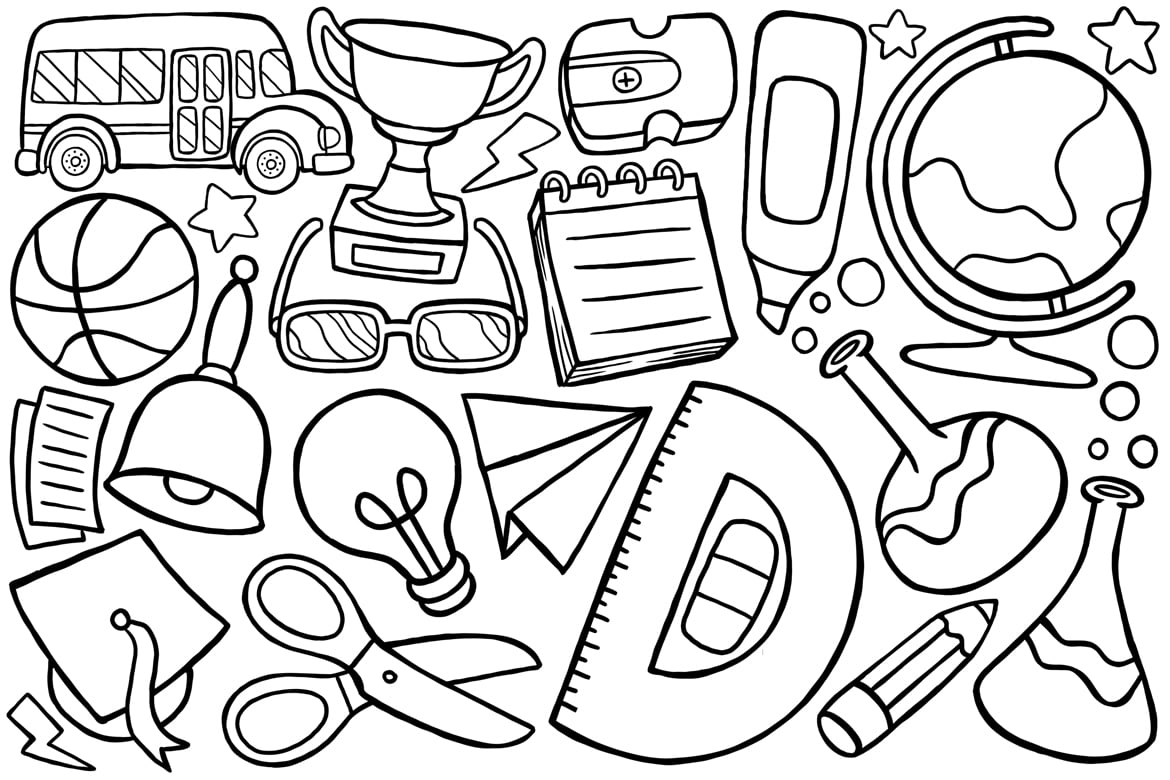 Back to School Doodle Vector Line Art #02