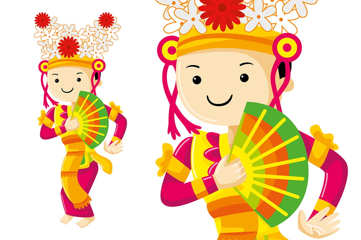 Legong Dance from Bali Vector Illustration