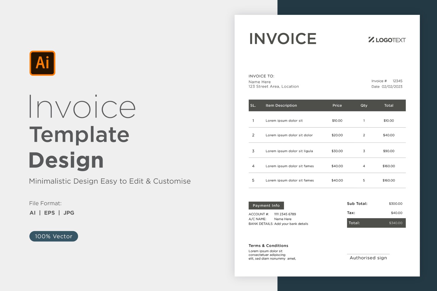 Corporate Invoice Design Template Bill form Business Payments Details Design Template 01