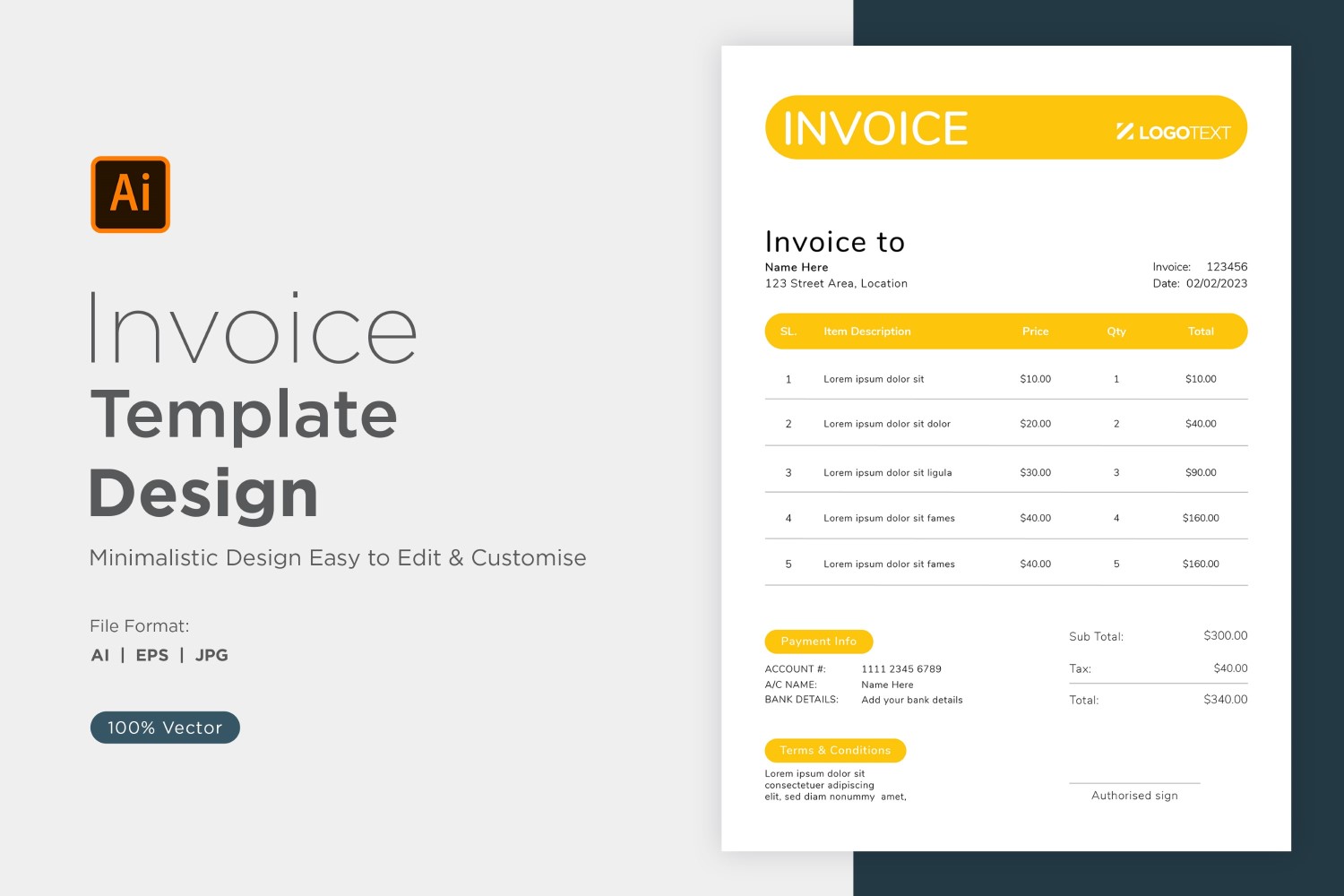 Corporate Invoice Design Template Bill form Business Payments Details Design Template 03