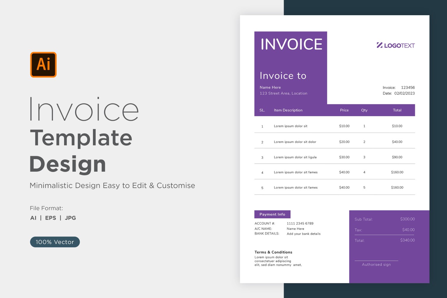 Corporate Invoice Design Template Bill form Business Payments Details Design Template 05