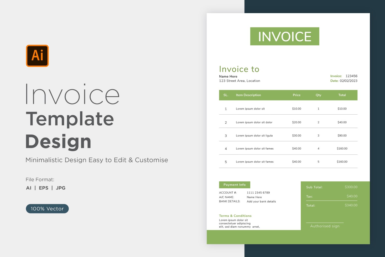 Corporate Invoice Design Template Bill form Business Payments Details Design Template 06