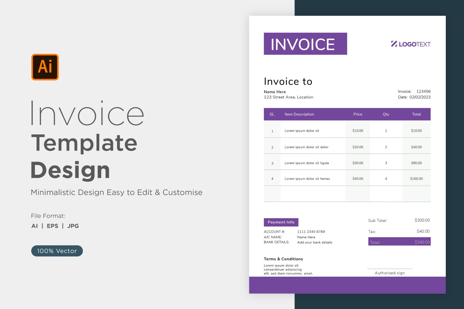 Corporate Invoice Design Template Bill form Business Payments Details Design Template 07