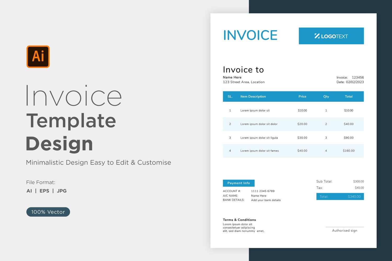 Corporate Invoice Design Template Bill form Business Payments Details Design Template 08