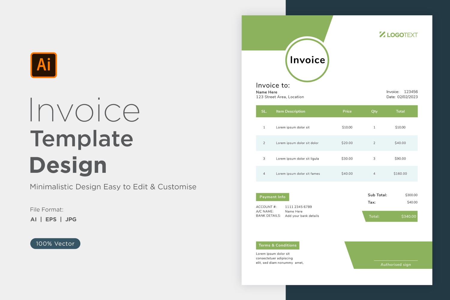 Corporate Invoice Design Template Bill form Business Payments Details Design Template 09