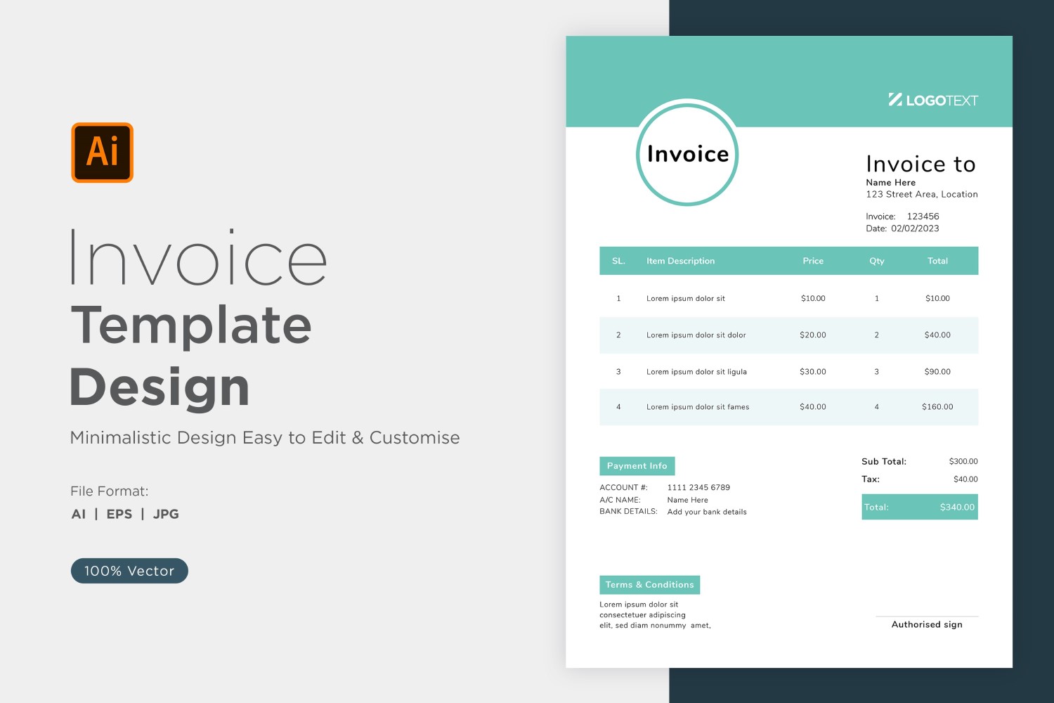 Corporate Invoice Design Template Bill form Business Payments Details Design Template 10