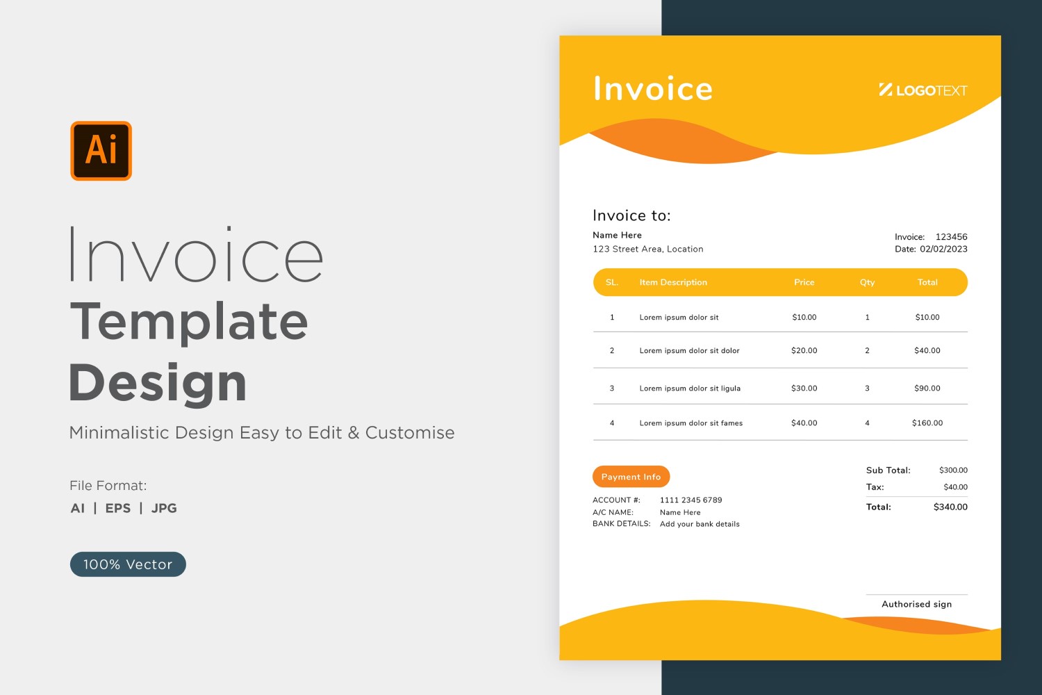 Corporate Invoice Design Template Bill form Business Payments Details Design Template 11