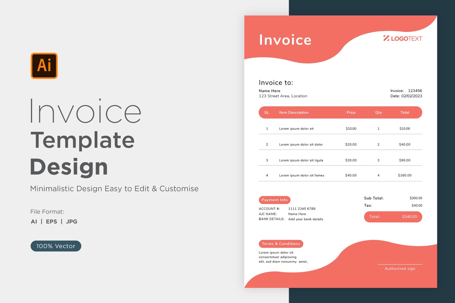 Corporate Invoice Design Template Bill form Business Payments Details Design Template 15