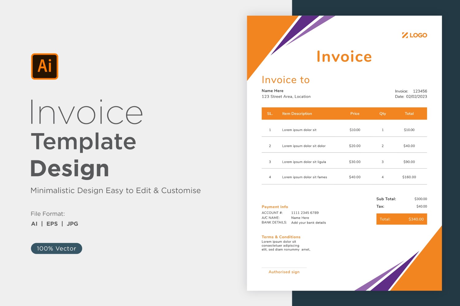 Corporate Invoice Design Template Bill form Business Payments Details Design Template 20