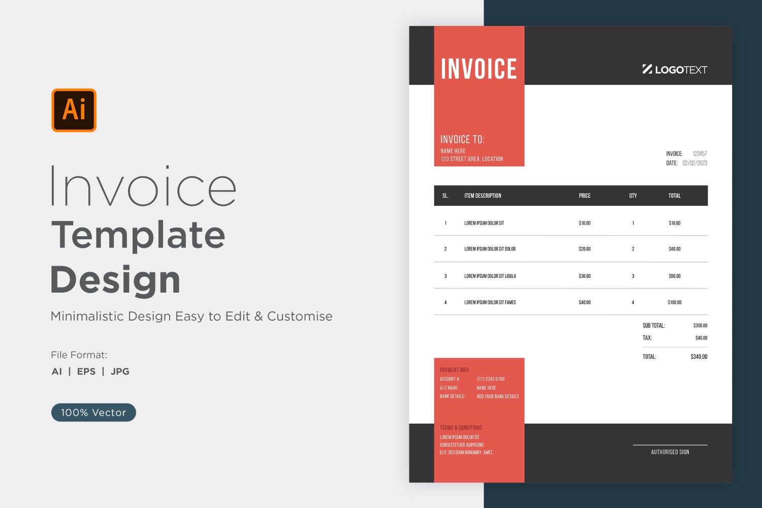 Corporate Invoice Design Template Bill form Business Payments Details Design Template 24