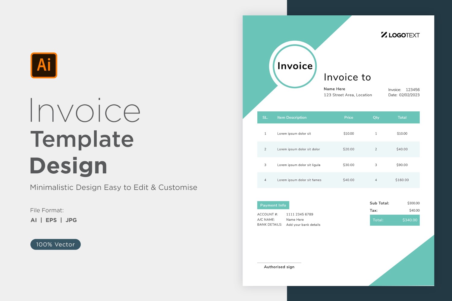 Corporate Invoice Design Template Bill form Business Payments Details Design Template 30