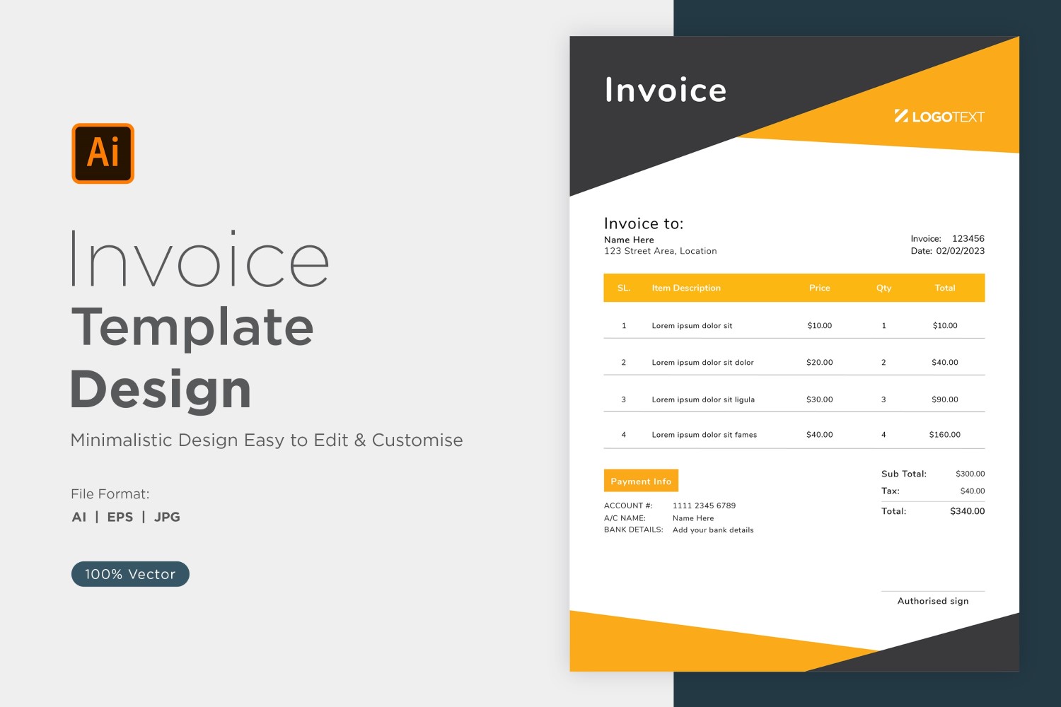 Corporate Invoice Design Template Bill form Business Payments Details Design Template 21