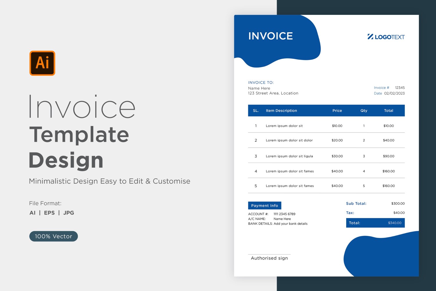 Corporate Invoice Design Template Bill form Business Payments Details Design Template 62