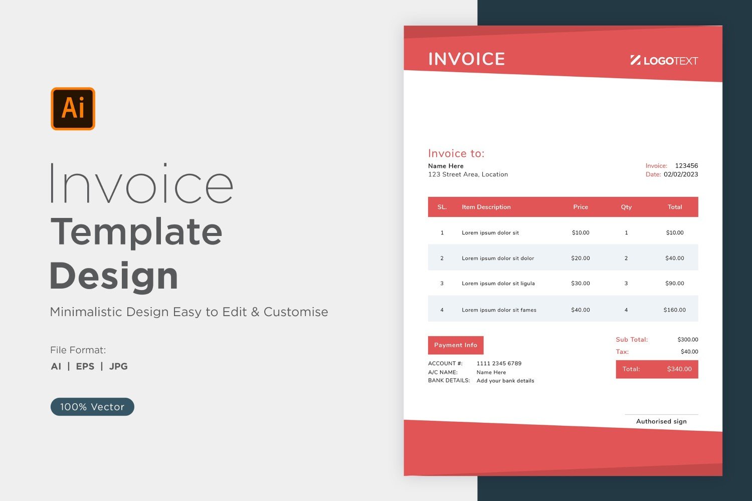 Corporate Invoice Design Template Bill form Business Payments Details Design Template 69