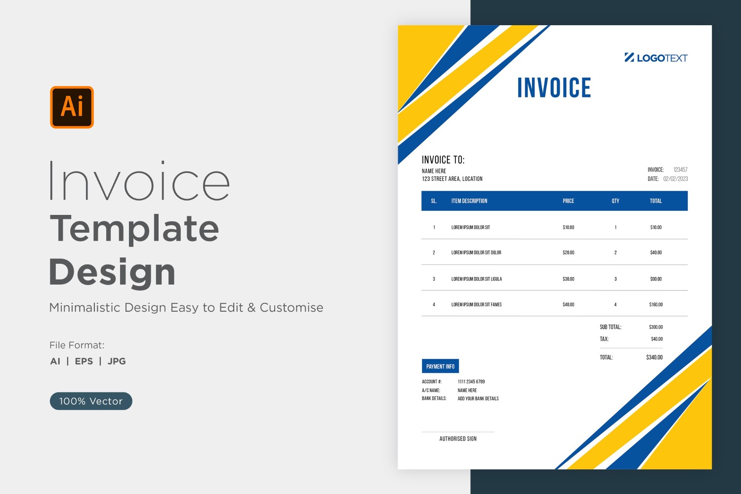 Corporate Invoice Design Template Bill form Business Payments Details Design Template 29