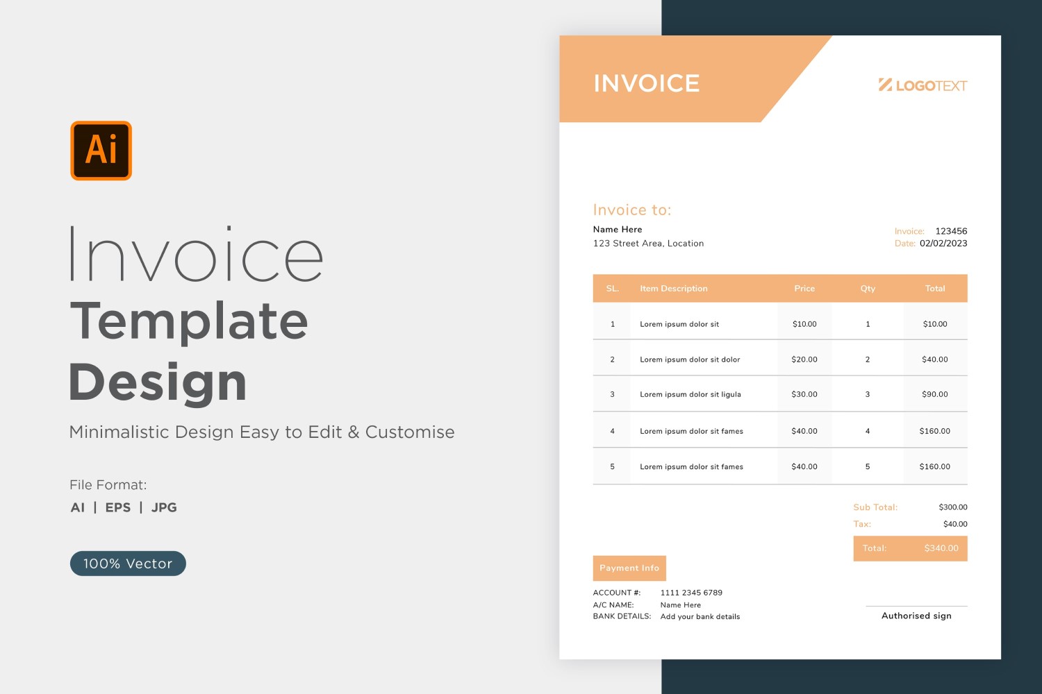 Corporate Invoice Design Template Bill form Business Payments Details Design Template 74