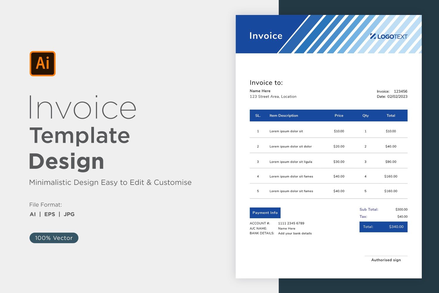 Corporate Invoice Design Template Bill form Business Payments Details Design Template 43