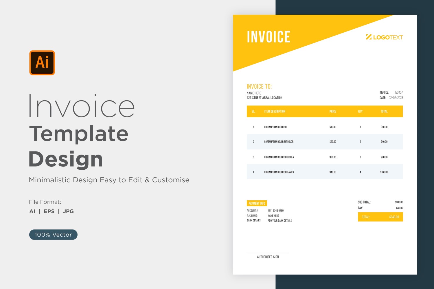 Corporate Invoice Design Template Bill form Business Payments Details Design Template 39