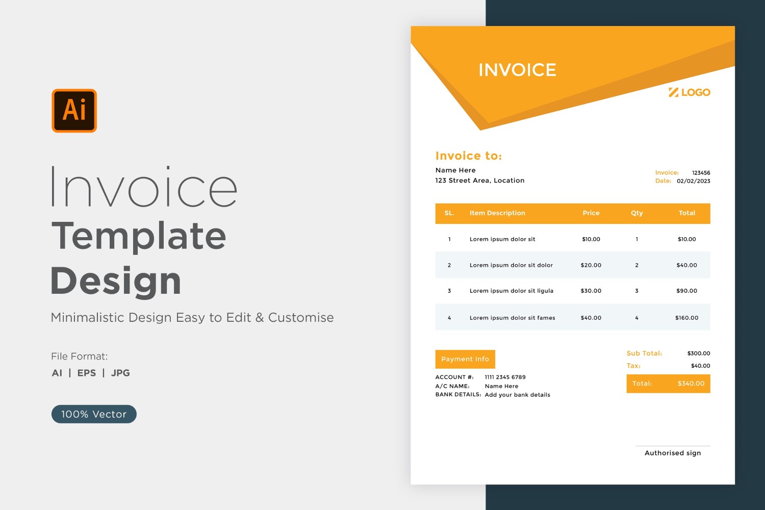 Corporate Invoice Design Template Bill form Business Payments Details Design Template 44