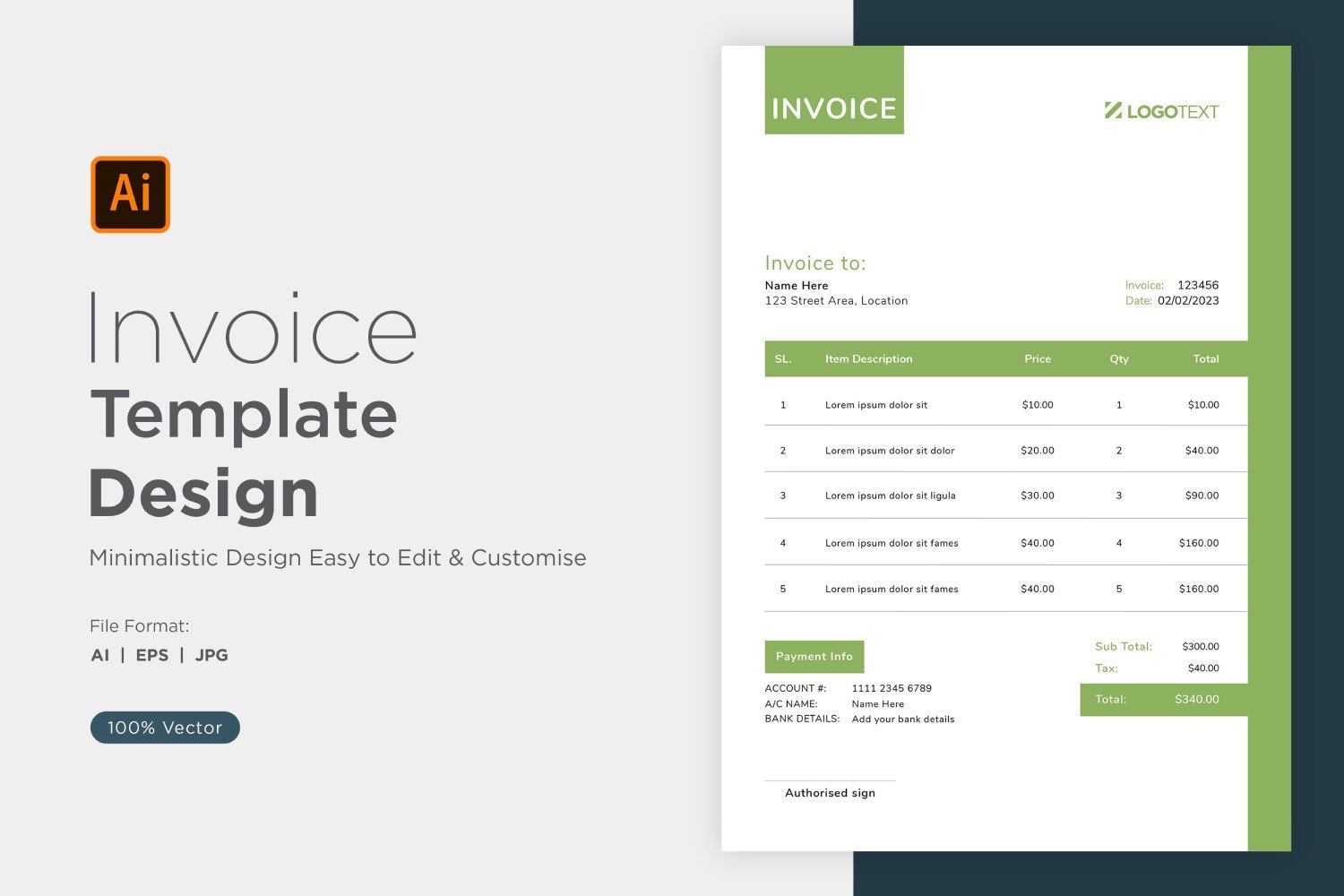 Corporate Invoice Design Template Bill form Business Payments Details Design Template 73