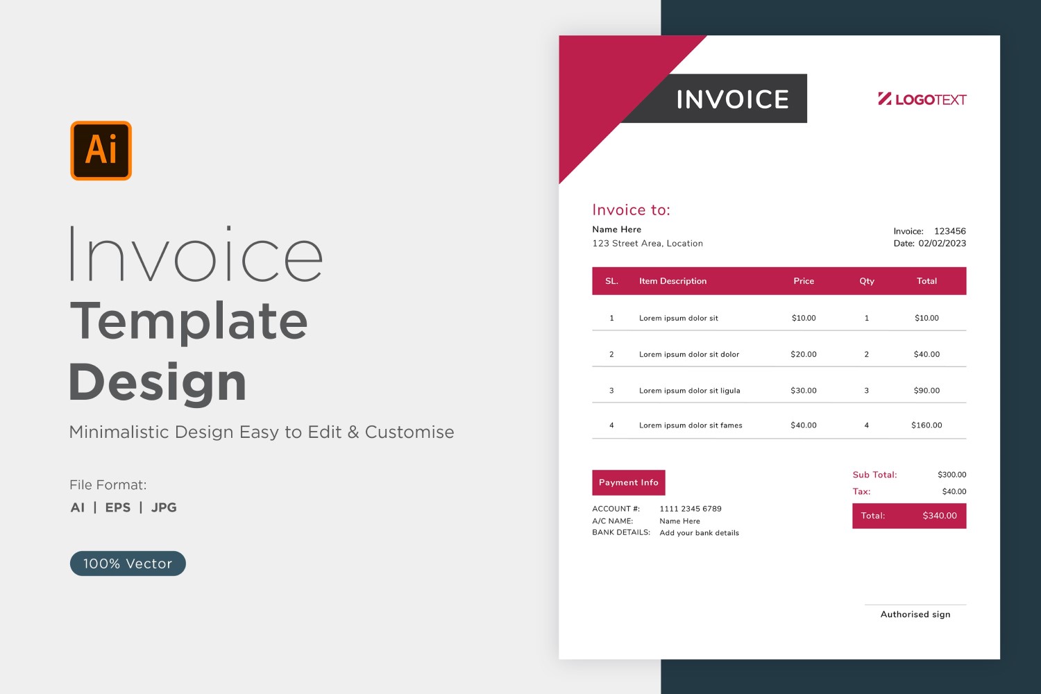 Corporate Invoice Design Template Bill form Business Payments Details Design Template 46