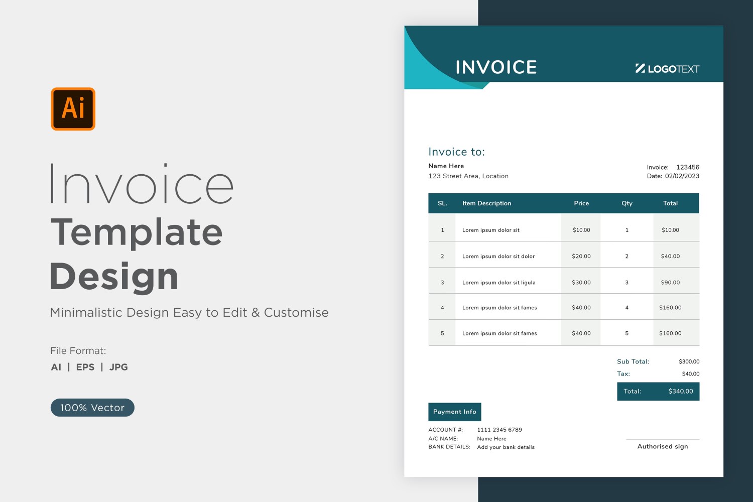 Corporate Invoice Design Template Bill form Business Payments Details Design Template 47