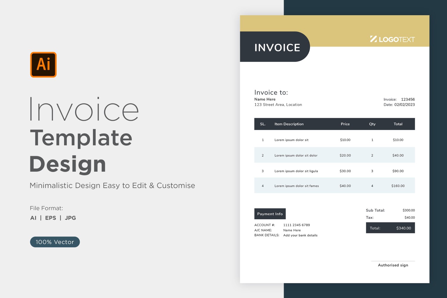 Corporate Invoice Design Template Bill form Business Payments Details Design Template 49