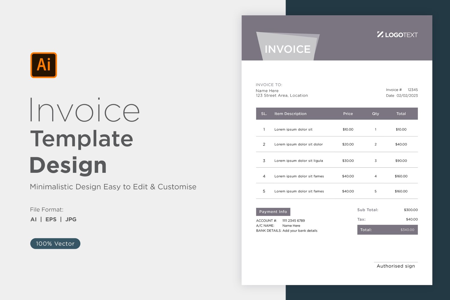 Corporate Invoice Design Template Bill form Business Payments Details Design Template 66