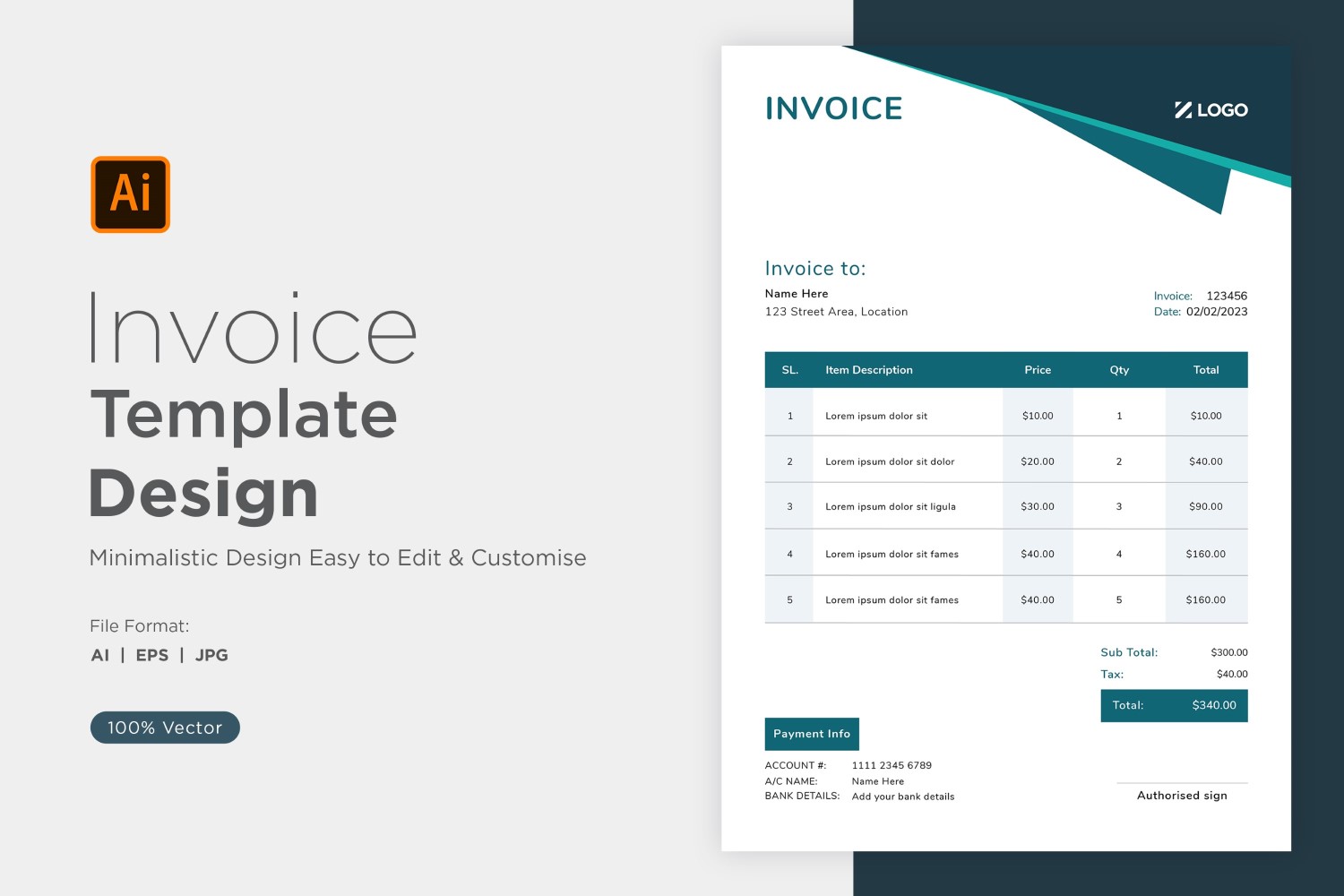 Corporate Invoice Design Template Bill form Business Payments Details Design Template 60