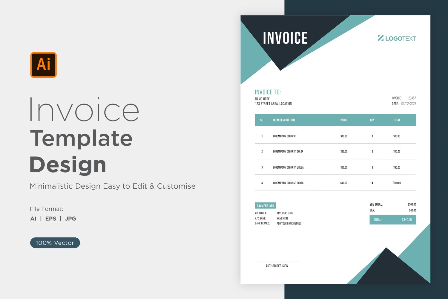 Corporate Invoice Design Template Bill form Business Payments Details Design Template 33