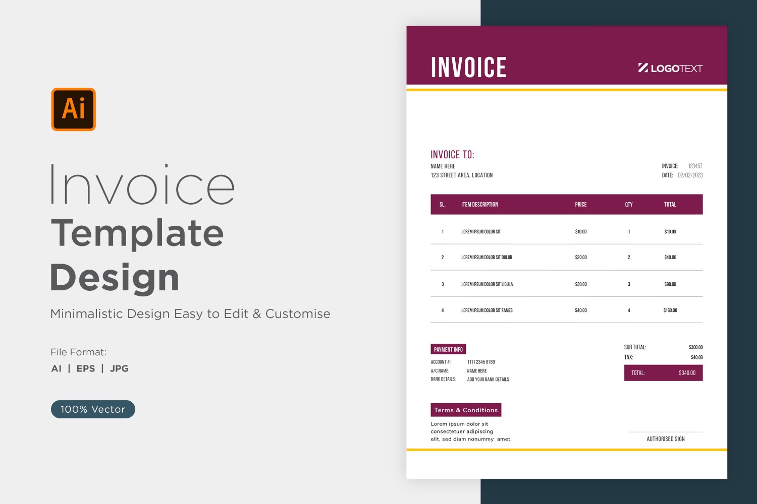 Corporate Invoice Design Template Bill form Business Payments Details Design Template 36