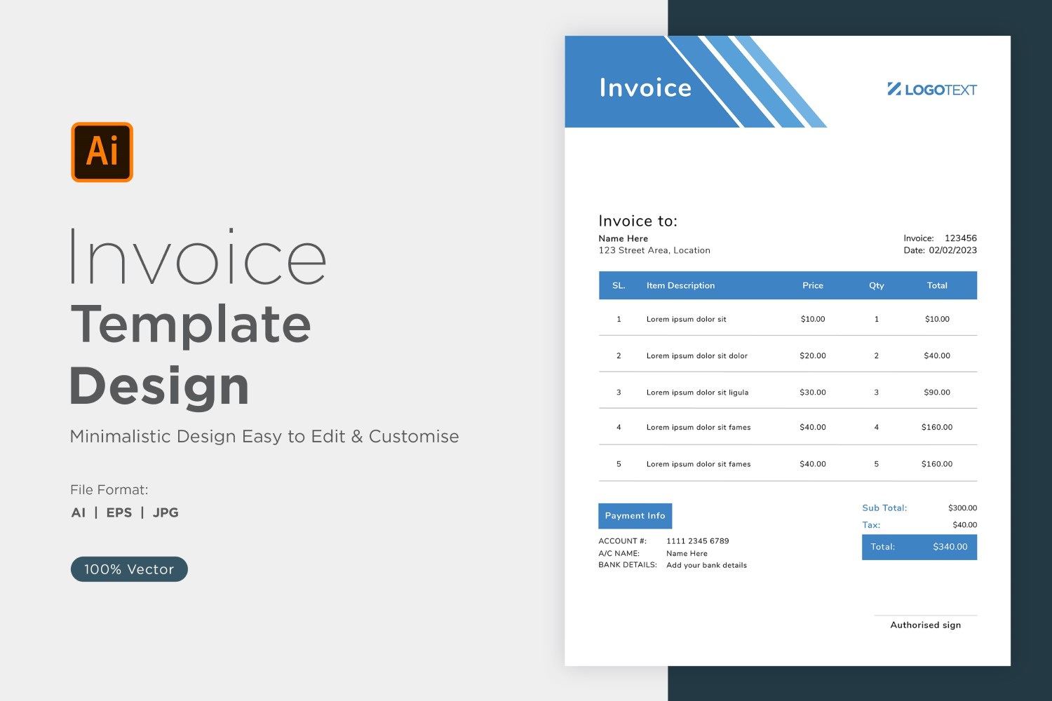 Corporate Invoice Design Template Bill form Business Payments Details Design Template 41