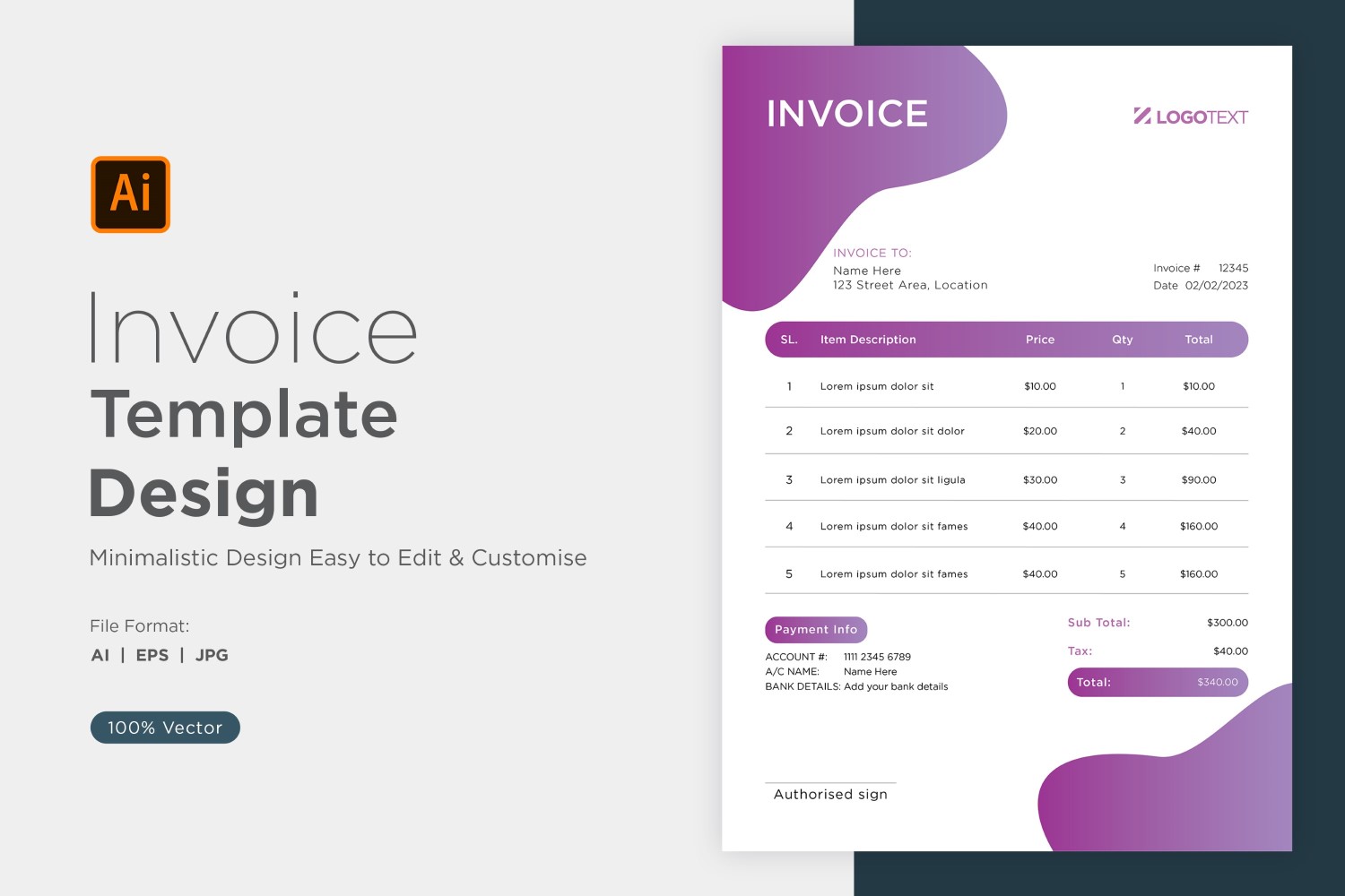 Corporate Invoice Design Template Bill form Business Payments Details Design Template 51